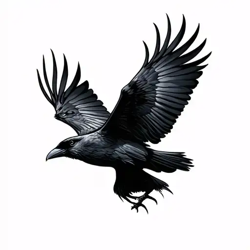 Black Raven Flying
