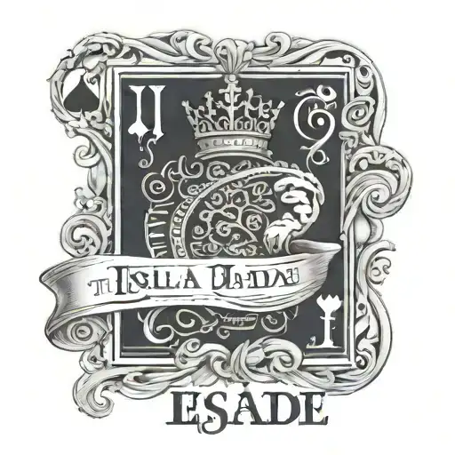The Name Isla Jade Written On The King Of Hearts Playing Card With An Islans And Moon On It