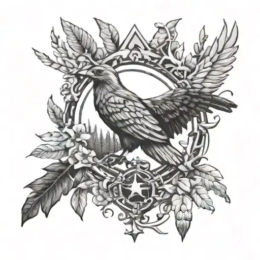 Combine Elements Of Military Insignia With Forest Animals In A Tattoo Design
