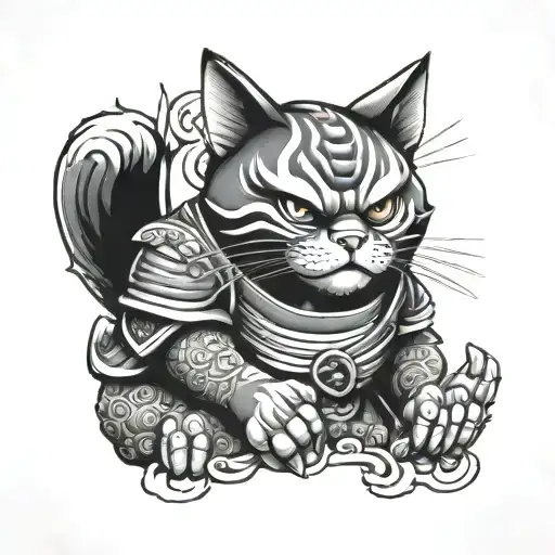 Scary Japanese Samurai Fortune Cat