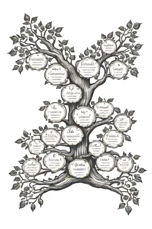 A Family Tree With Names Written