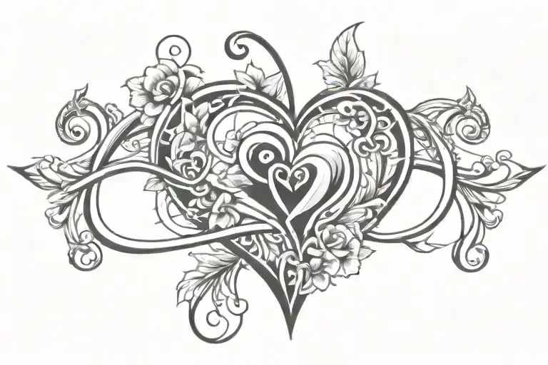 Infinity Symbol Intertwined Heart Beat Plus Flower