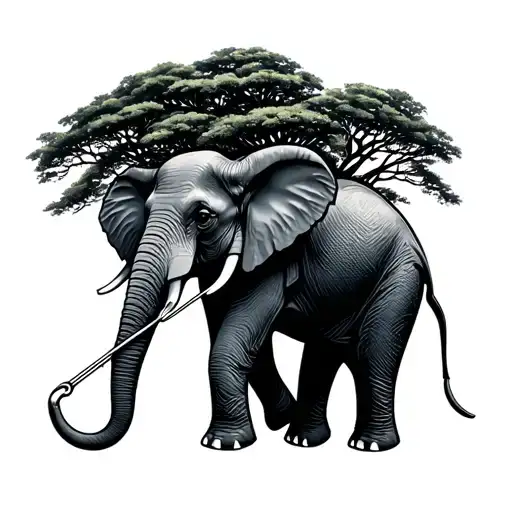 Safety Pin And Posion Tree With Elephant