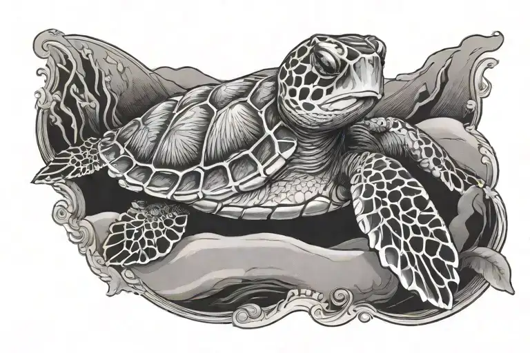 Baby Sea Turtle And Beach