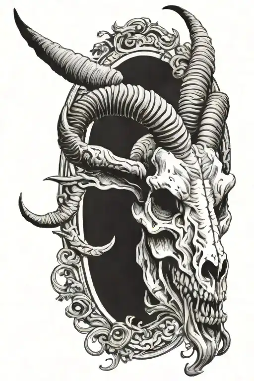 Goat Skull With Ram Horns