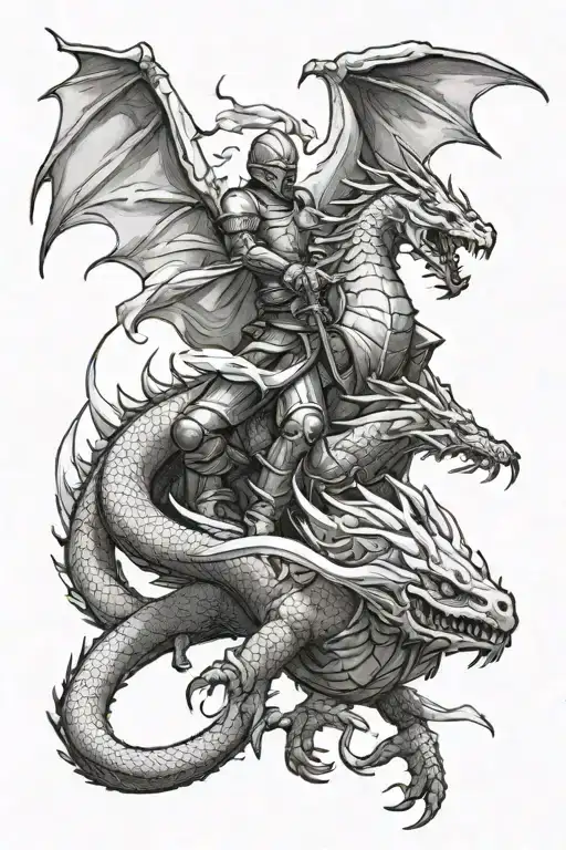 Knight Fighting A Dragon