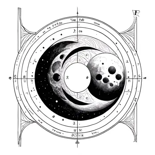 Moon Phases With Virgo And Aries Geo Metric Fine Line