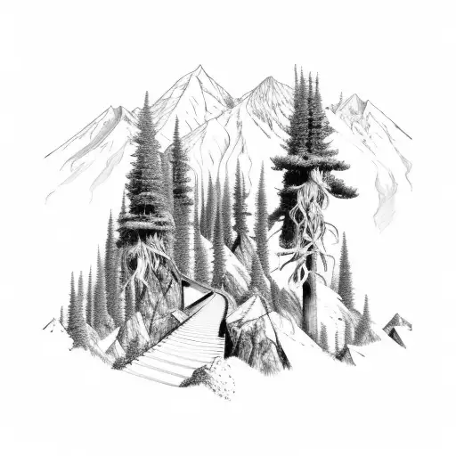 Train Track Mountain Forest