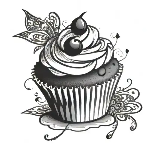 Black And White Cupcake With A 'K'