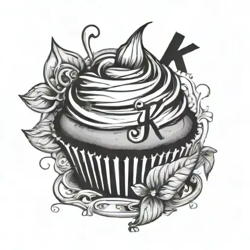 Black And White Cupcake With The Letter K
