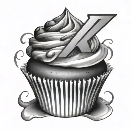 Black And White Cupcake With A Single Letter K