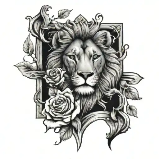 Cross With A Lion And Roses