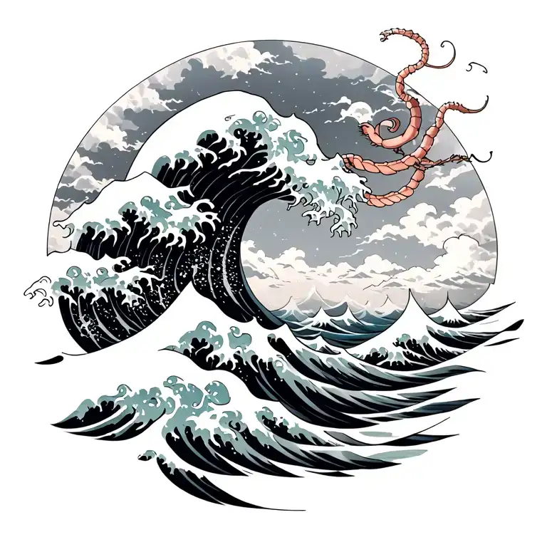 Cancer Zodiac And Kanagawa Wave