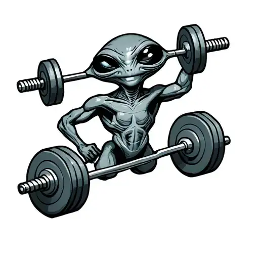 Weightlifting Alien In A Spaceship Gym