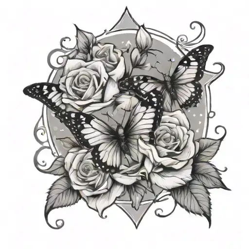 Butterfly Roses Star Saggitarius Zodiac Sign
