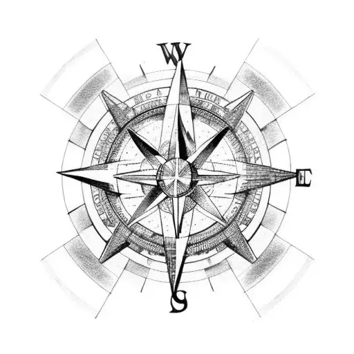 Leo Symbol Merging With A Compass Rose