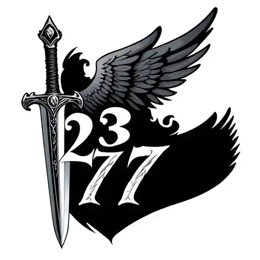 Numbers 23 7 And 10 With Sword With Wings