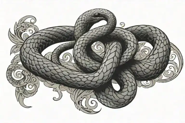 Cobra Snake Surrounded By Roman Patterns