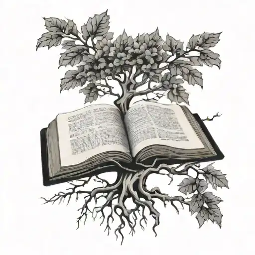 Tree With A Bible As The Roots And Verses As The Branches