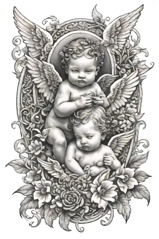 Baby Angels In Garden