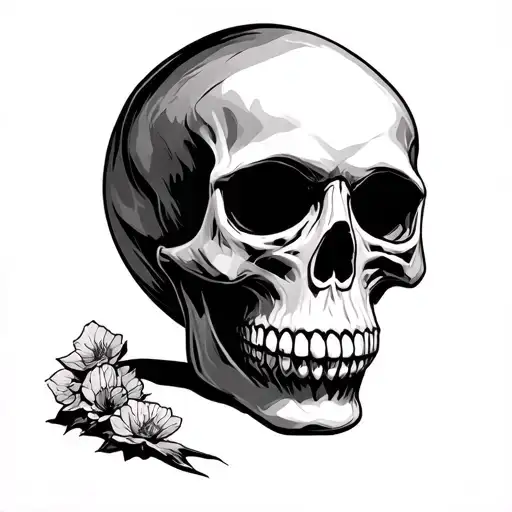Skull Without Shading Suitable For A Beginner Tattoo Artist Using Only Black