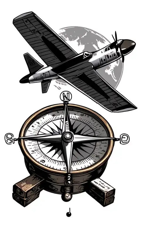 Airplane And Compass