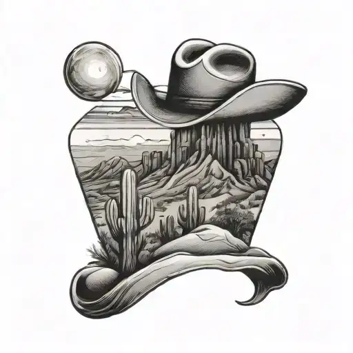 Desert Scenery With Cowboy Hat