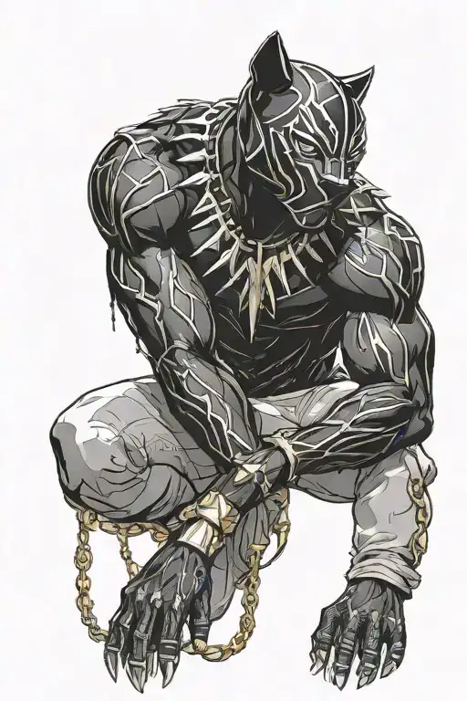 Black Panther In Streetwear In Gold Chains