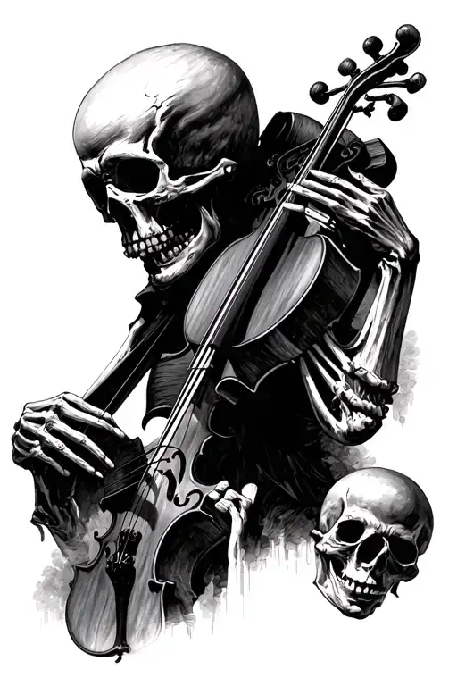 Death As The Avenger Skeleton Playing A Violin Among Dead People 1854
