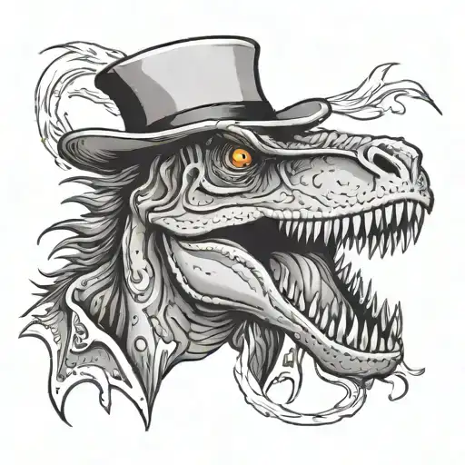 Cartoon T Rex With Top Hat