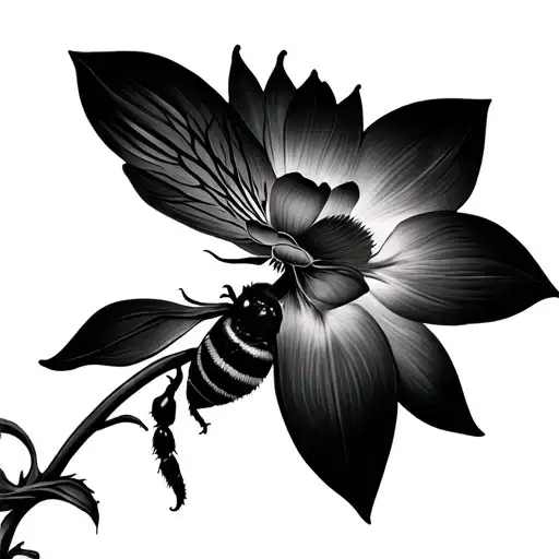 Lotus Flower Bee Half Half