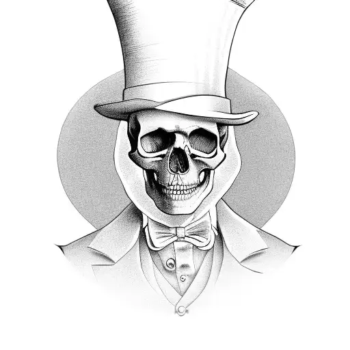 Old School Skull Wearing A Top Hat