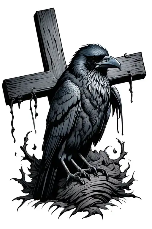 Weeping Raven Nailed To A Cross