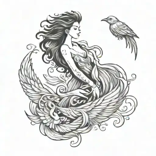 Minimal A Woman And Phoenix Rising