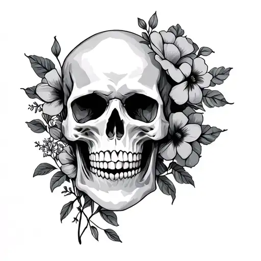 Skull And Flowers