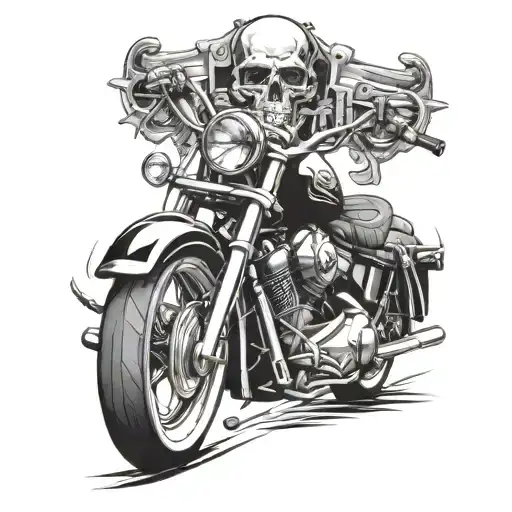 Skull Snd Harley Davidson Motorcycle