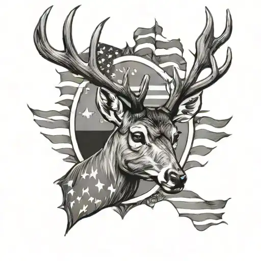 Deer American Flag