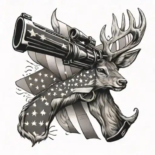 Deer American Flag And Gun