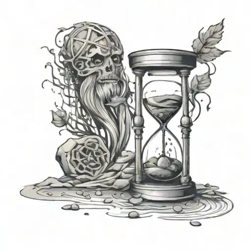 Hour Glass Walking A Dark Path Surrounded By Spirts