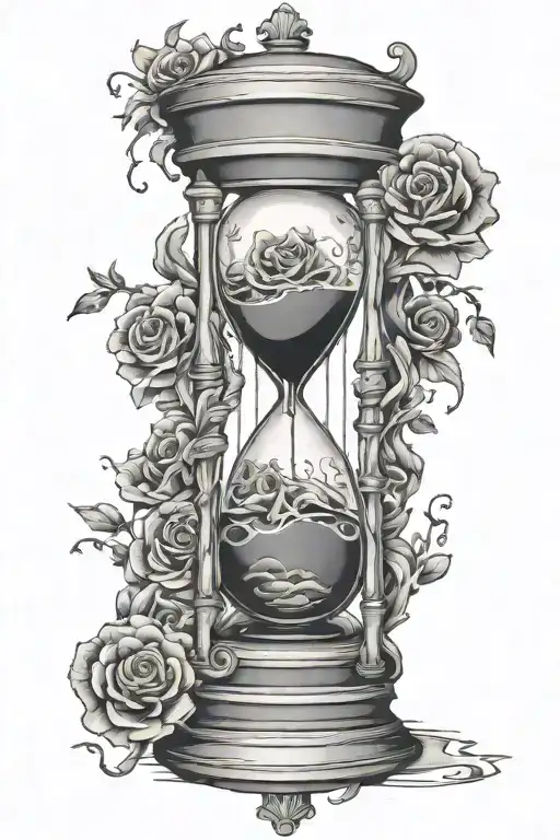 Hour Glass Walking A Dark Path Surrounded By Spirts