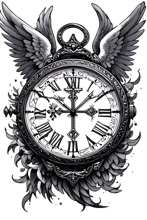 Copass And Watch With Angel Wings