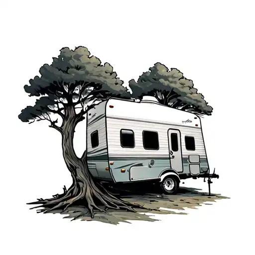 Camper Stuck In Tree