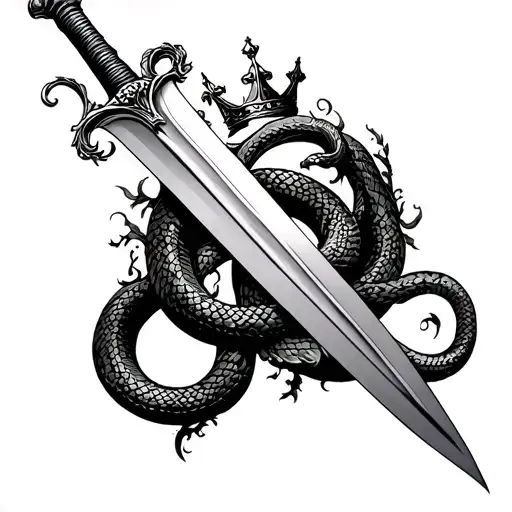 Sword With Vines Snakes And Crown