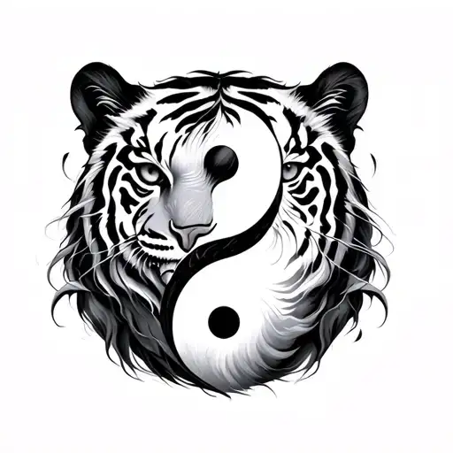 Yin Yang Tiger Mythology Tattoo Inspired Design
