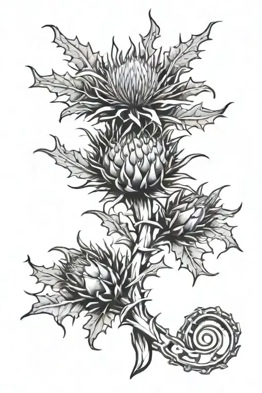 A Scottish Thistle Growing Out Of A Bicycle Chain