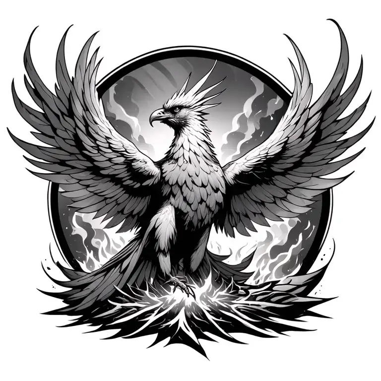 Phoenix Rising From The Ashes Symbolizing Rebirth