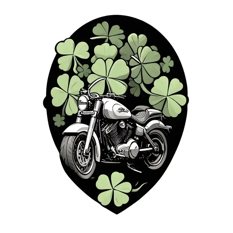 Motarcycle And Four Leaf Clovers