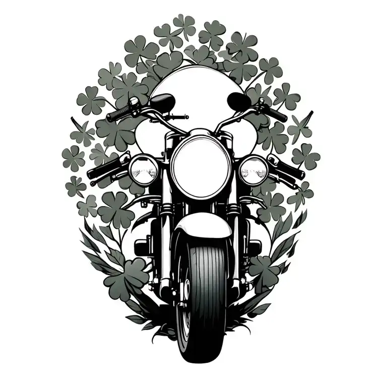 Motarcycle And Four Leaf Clovers