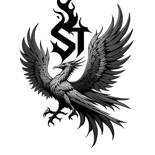 Phoenix With Flame St Logo Above Its Head Between Its Wings