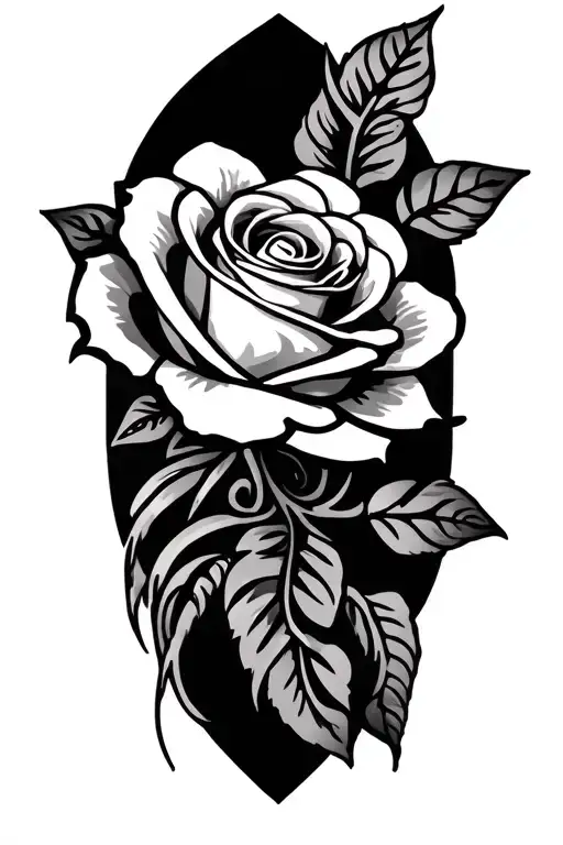 Tribal And Rose Tatoo